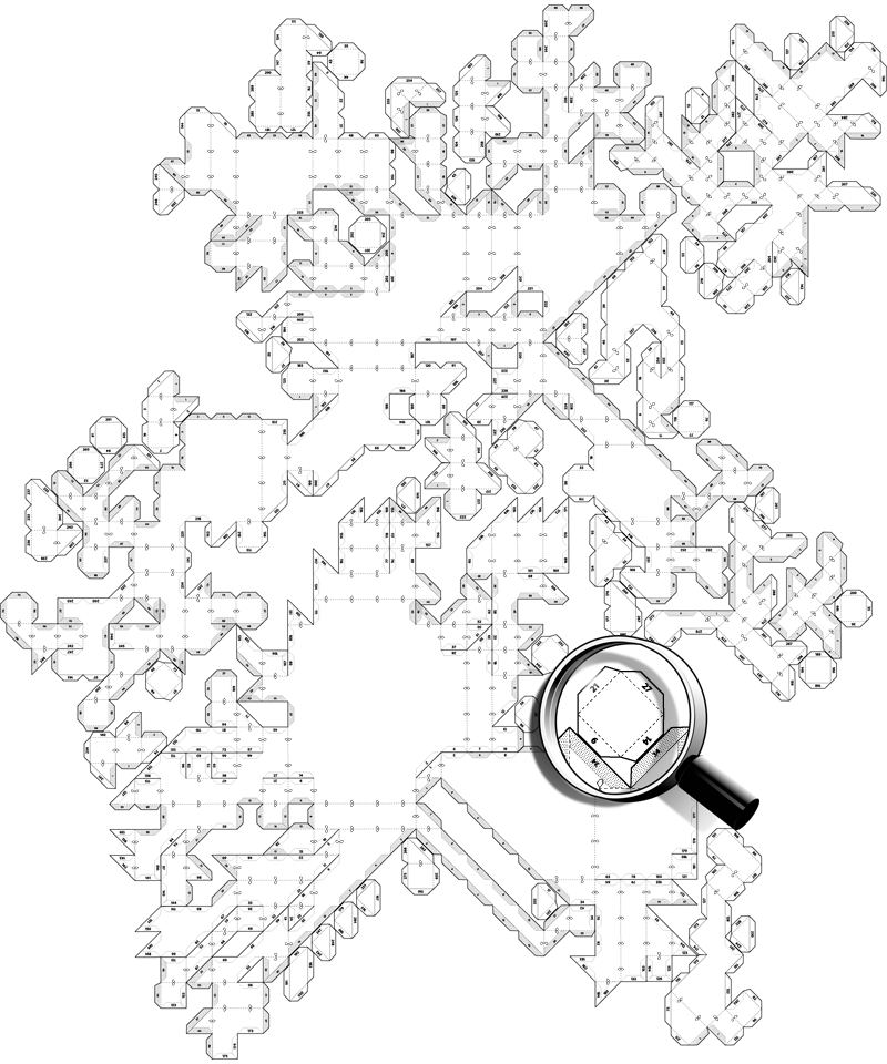 3d computer voxel model converted/mapped to papercraft/2d projection