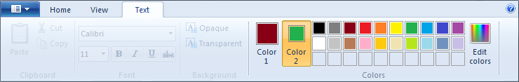ms paint menu option text color