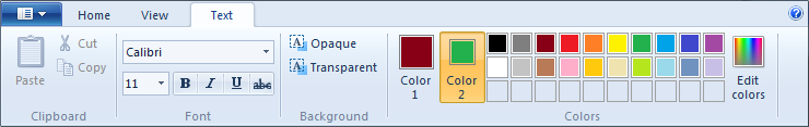 ms paint menu option text