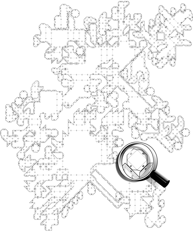 3d computer voxel model converted / mapped to papercraft/2d projection